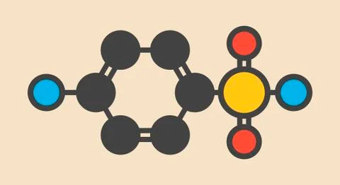 Sulfanilamide antibiotic molecule Stock Illustration