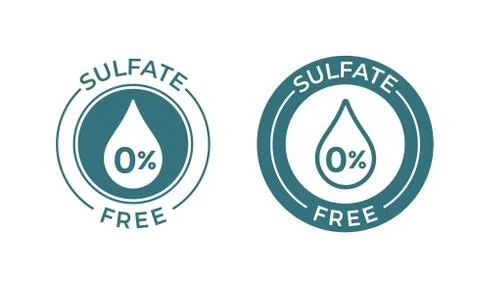 Sulfate free vector icon. Vector sodium and sulfate free product label, drop  Stock Illustration