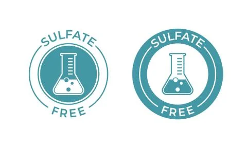 Sulfate free vector icon. Vector chemical test tube seal, sulfate free produc Illustrazione stock