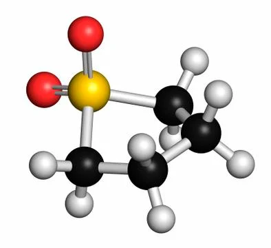 Sulfolane industrial solvent molecule Stock Illustration