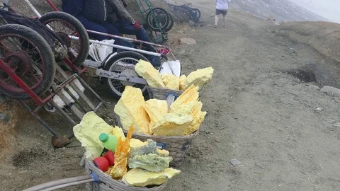 Sulfur in the basket Stock Footage 76004638