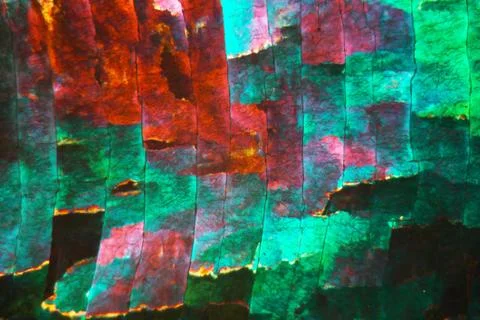 Sulfur crystals under the microscope Stock Photos