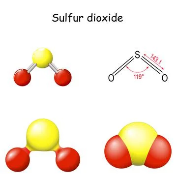 Sulfur dioxide molecule 스톡 일러스트
