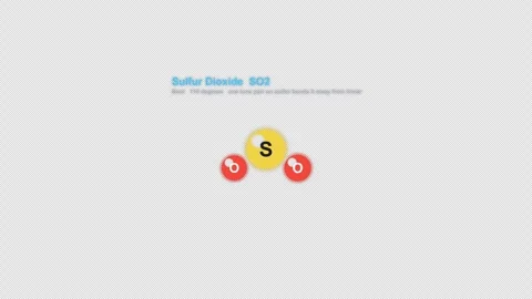 Sulfur Dioxide SO2 Ball And Stick Model Animation Labeled Alpha 4K Vidéo 339310232