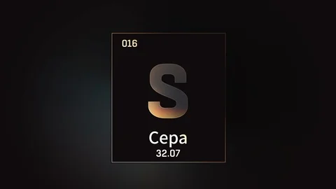 Sulfur as Element 16 of the Periodic Table 3D animation on grey background 스톡 동영상 125968072