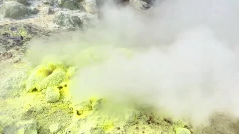 Sulfur gas ejected from Sulfur Mountain in Hokkaido Stock Footage 308284729