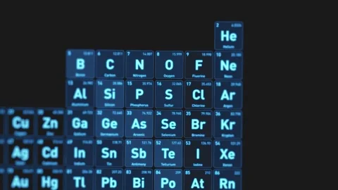 Sulfur S periodic table element glowing blue. Futuristic scientific interface. 스톡 동영상 330542107