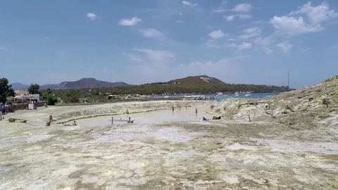 Sulfur, sulphur mud baths on Vulcano aeolian island Video stock 80163737