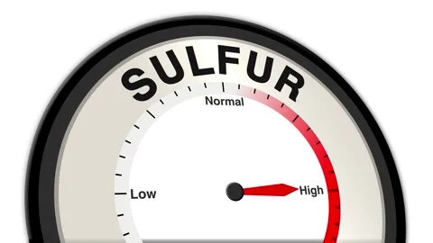 Sulfur Text or Word Level Low Normal High - Barometer or Tachometer Concept Stock Footage 308817269