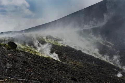 Sulfur on a Volcano Stock Photos