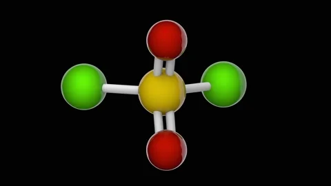 Sulfuryl chloride  (SO2Cl2). Seamless loop. RGB + Alpha channel. Stock Footage 154118543