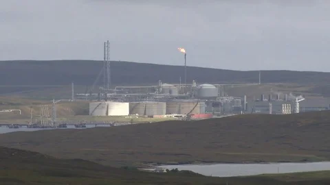 Sullom Voe Terminal Shetland Islands Scotland UK Stock Footage 77303853