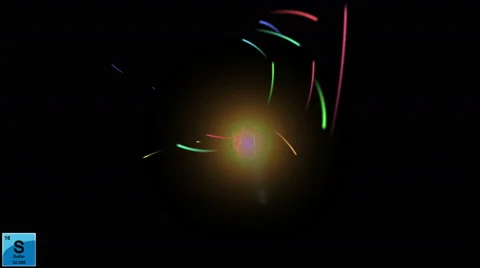 Sulphur atom nucleus electron movement Stock Footage 63190729