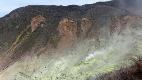 Sulphur Vents Of active volcano Stock Footage 79386855