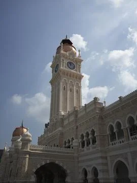 The Sultan Abdul Samad Building with its Moorish facade and clock tower, Malaysi Stock Photos