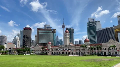 Sultan Abdul Samad building located in Merdeka square, Kuala Lumpur, Malaysia 4K Stock Footage 221696216