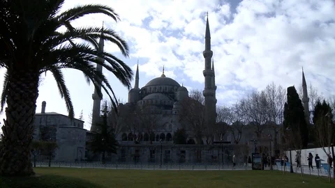 Sultan Ahmet Mosque. Blue Mosque in Istanbul. General view of mosque. Turkey Stock Footage 128949045