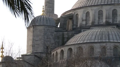 Sultan Ahmet Mosque. Blue Mosque in Istanbul. General view of mosque. Turkey Stock Footage 128949115