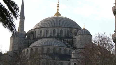 Sultan Ahmet Mosque. Blue Mosque in Istanbul. General view of mosque. Turkey Stock Footage 128949338