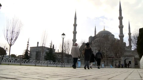 Sultan Ahmet Mosque. Blue Mosque in Istanbul. General view of mosque. Turkey Stock Footage 128949728