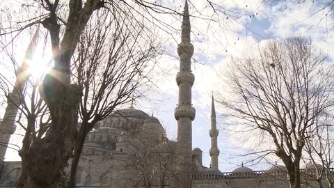 Sultan Ahmet Mosque. Blue Mosque in Istanbul. General view of mosque. Turkey Stock Footage 128950171