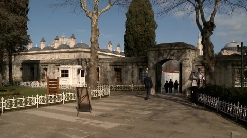 Sultan Ahmet Mosque. Blue Mosque in Istanbul. General view of mosque. Turkey Stock Footage 128950412