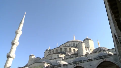 Sultan Ahmet Mosque. Blue Mosque in Istanbul. General view of mosque. Turkey Stock Footage 128951011