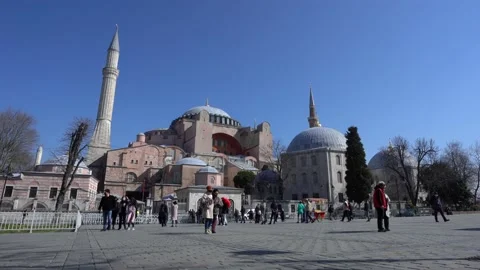Sultan Ahmet Sq. and tourists Stock Footage