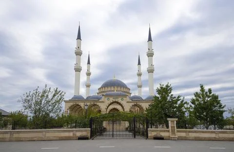 Sultan Delimkhanov Cathedral Mosque. Jalka, Gudermes district, Chechen Republic Stock Photos