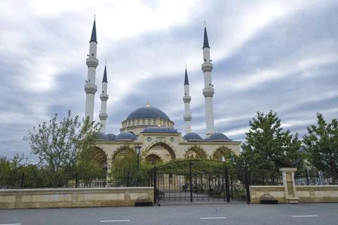 Sultan Delimkhanov Juma Mosque on a cloudy September day. Dzhalka Stock Photos