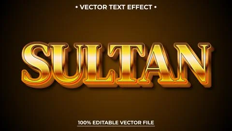 Sultan editable text effect with Luxury Gold style Stock Illustration