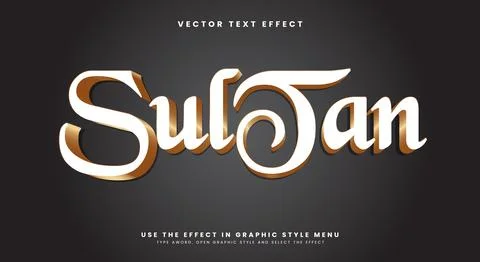 Sultan editable text effect template Stock Illustration