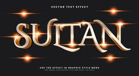 Sultan editable text effect template Stock Illustration