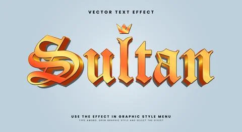 Sultan gold Style editable text effect 스톡 일러스트