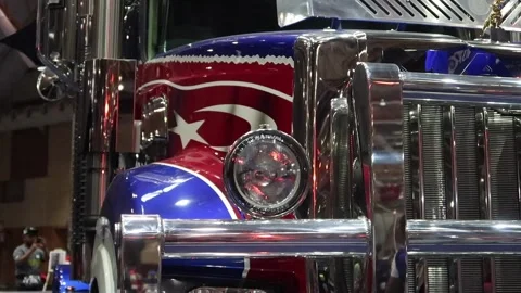 Sultan of Johore Mack truck's front grill and right headlamp Stock Footage 143134000