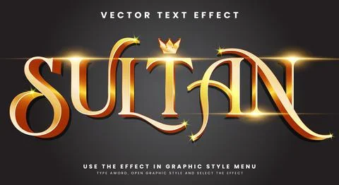 Sultan King Style editable text effect 스톡 일러스트