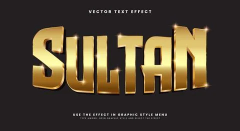 Sultan King Style theme editable text effect Illustrazione stock