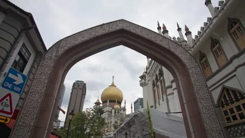 Sultan Mosque architecture in Singapore city Video stock 343562453