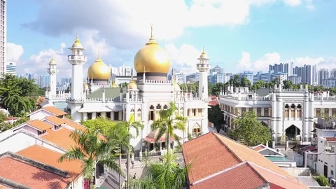 Sultan Mosque Drone Aerial Vídeos de archivo 91639425