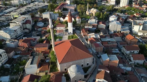 Sultan Murat Mosque, Clock Tower, Gazi Isa Bey Mosque in Skopje, Macedonia Stock Footage 301733733