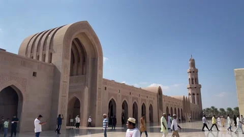 The Sultan Qaboos Grand Mosque is the largest mosque in Oman Stock Footage 233854433