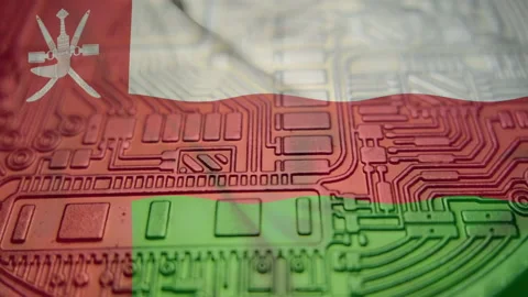 Sultanate of Oman flag with Bitcoin Cryptocurrency Video stock 166796022