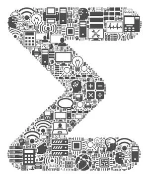 Sum Collage Icon for BigData and Computing Illustrazione stock