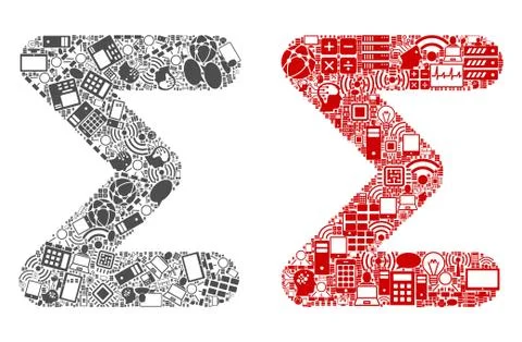 Sum Composition Icons for BigData Ilustração Stock