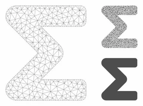 Sum Vector Mesh Wire Frame Model and Triangle Mosaic Icon Stock Illustration