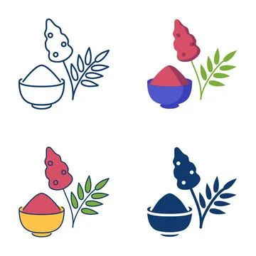 Sumac tree spice icon set Stock Illustration