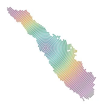 Sumatra dotted map. Digital style shape of Sumatra. Tech icon of the island.. Illustrazione stock