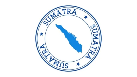 Sumatra intro. Badge with the circular name and map of island. Sumatra round ... Stock Footage 231099964