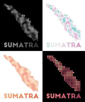 Sumatra map. Collection of map of Sumatra in dotted style. Borders of the i.. Illustrazione stock