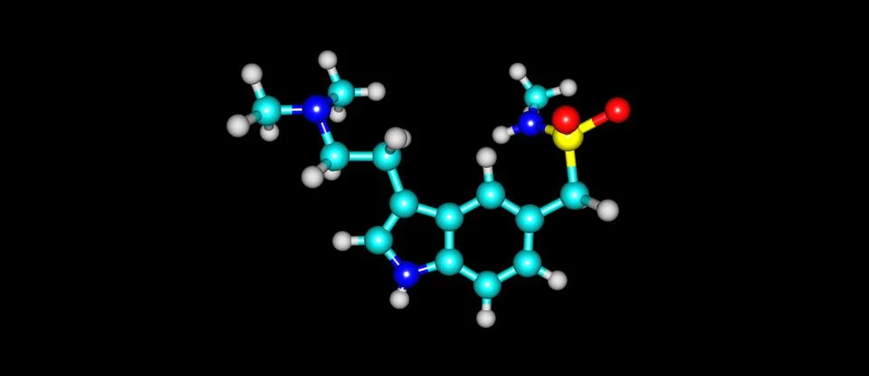 Sumatriptan molecular structure isolated on black Stock Illustration
